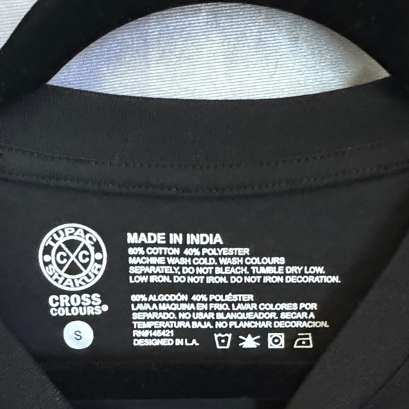 Black Tupac Shakur Graphic Tee with Yellow and Blue Accents "Poet" T-Shirt - Picture 2 of 5